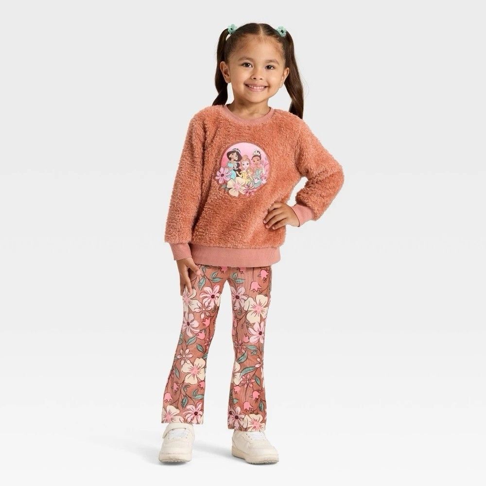 Disney Princess 2-Piece Outfit Set Jasmine Belle Floral Sweatshirt Pants 3T